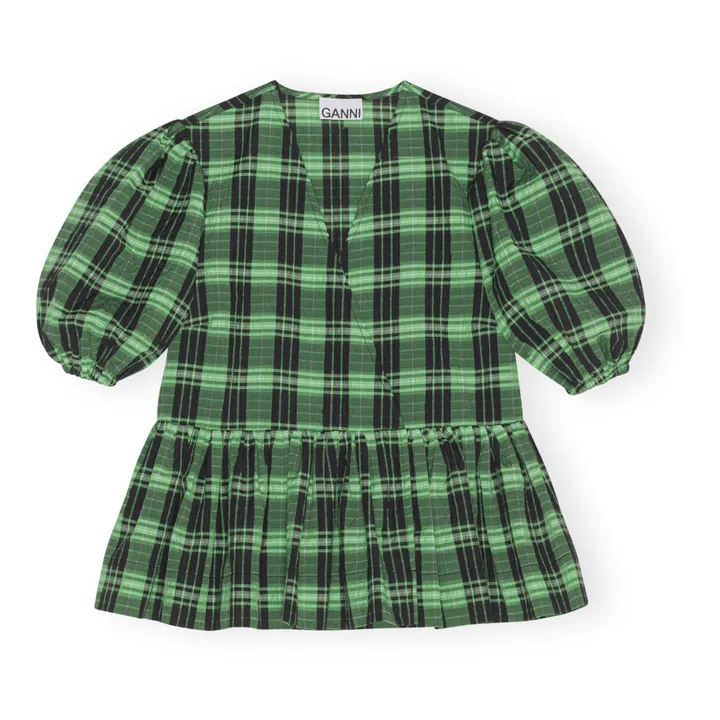 Blouse Wrap Carreaux Coton GBio | Vert- Image produit n°0