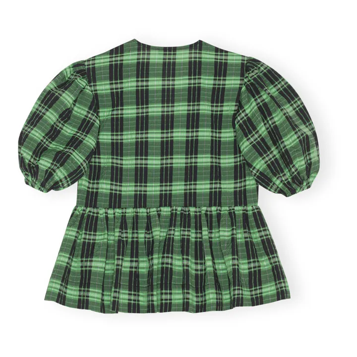 Blouse Wrap Carreaux Coton GBio | Vert- Image produit n°4