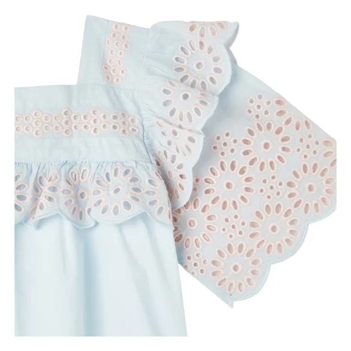 Blouse Ajourée Fleurs | Bleu ciel- Image produit n°1