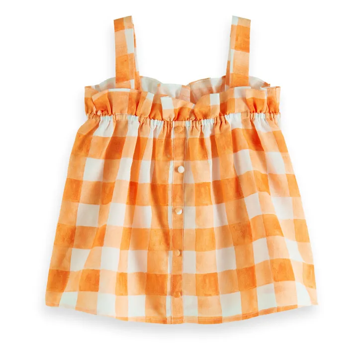 Top Carreaux Lin | Orange- Image produit n°0