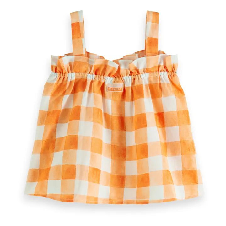 Top Carreaux Lin | Orange- Image produit n°2