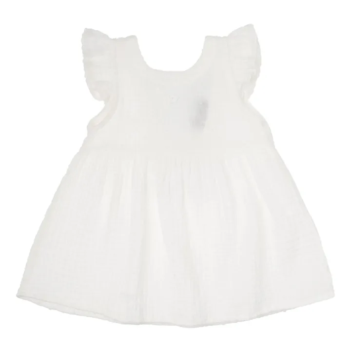 Robe Gaze de Coton Bio Broderie | Blanc- Image produit n°0