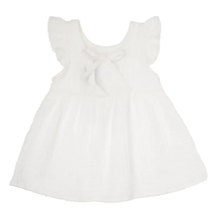 Robe Gaze de Coton Bio Broderie | Blanc- Image produit n°1
