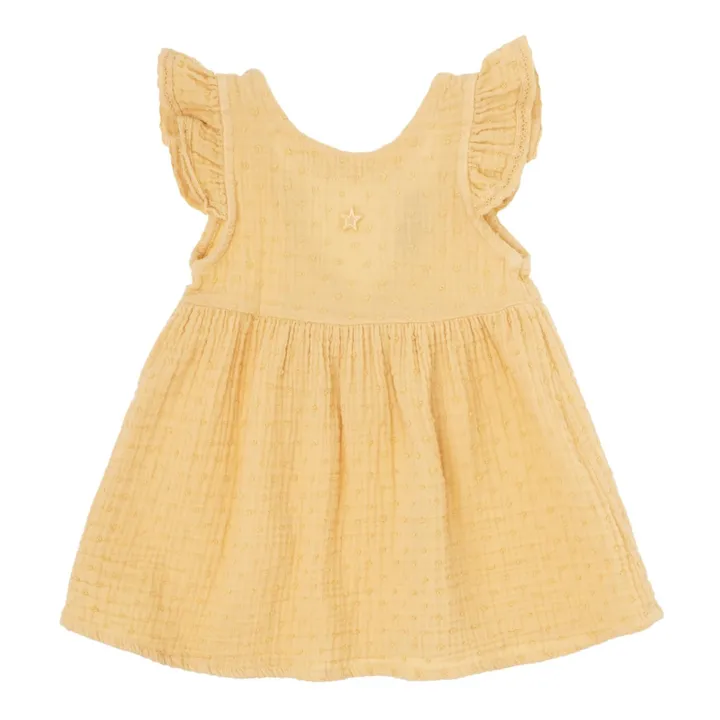 Robes Gaze de Coton Bio Broderie | Jaune- Image produit n°0