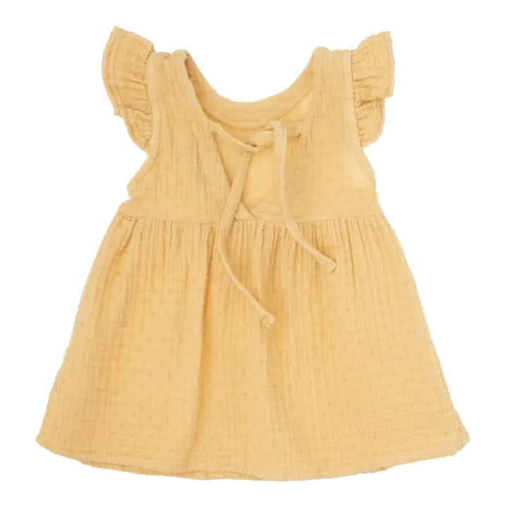 Robes Gaze de Coton Bio Broderie | Jaune- Image produit n°1