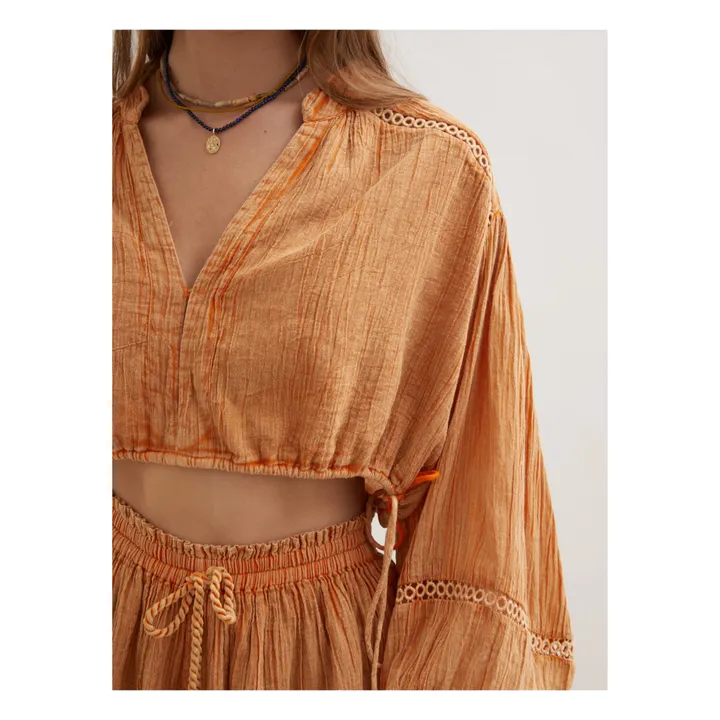 Blouse Crop Gaze de Coton | Jaune- Image produit n°2