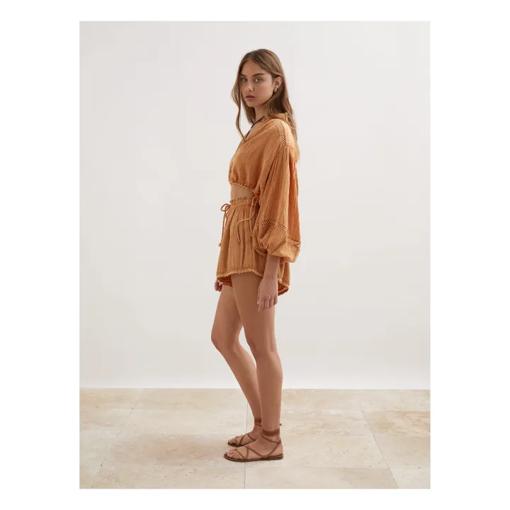 Blouse Crop Gaze de Coton | Jaune- Image produit n°3