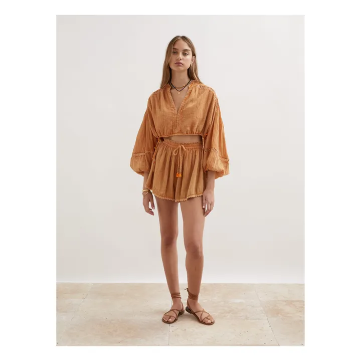 Blouse Crop Gaze de Coton | Jaune- Image produit n°4