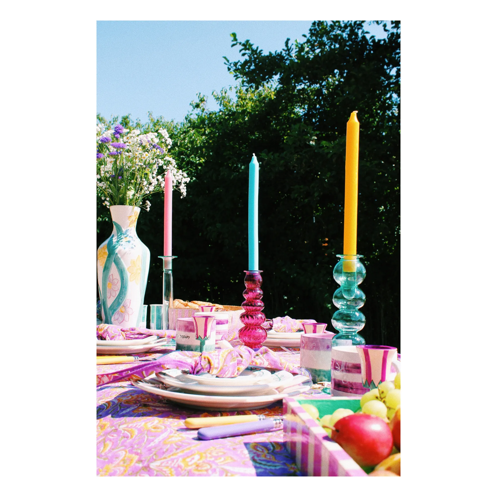 Bubble Glass Candle Holder | Green- Product image n°1
