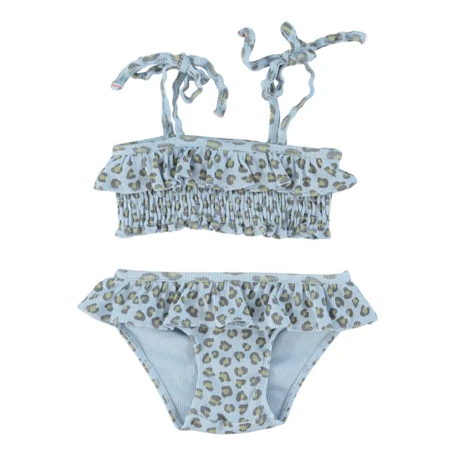 Piupiuchick Leopard Print Bikini Bottoms Light Blue Smallable