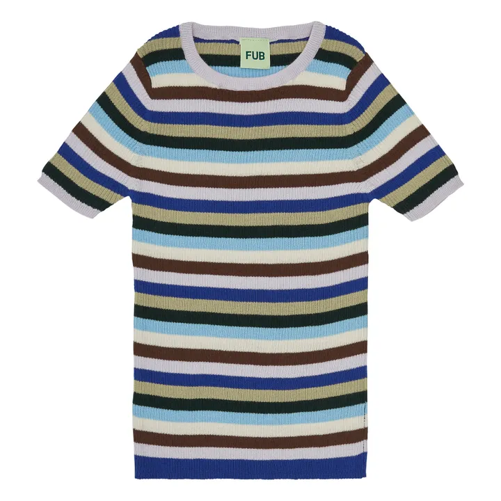 T-shirt Côtelé Coton Bio Rayé Coton Bio | Bleu- Image produit n°0