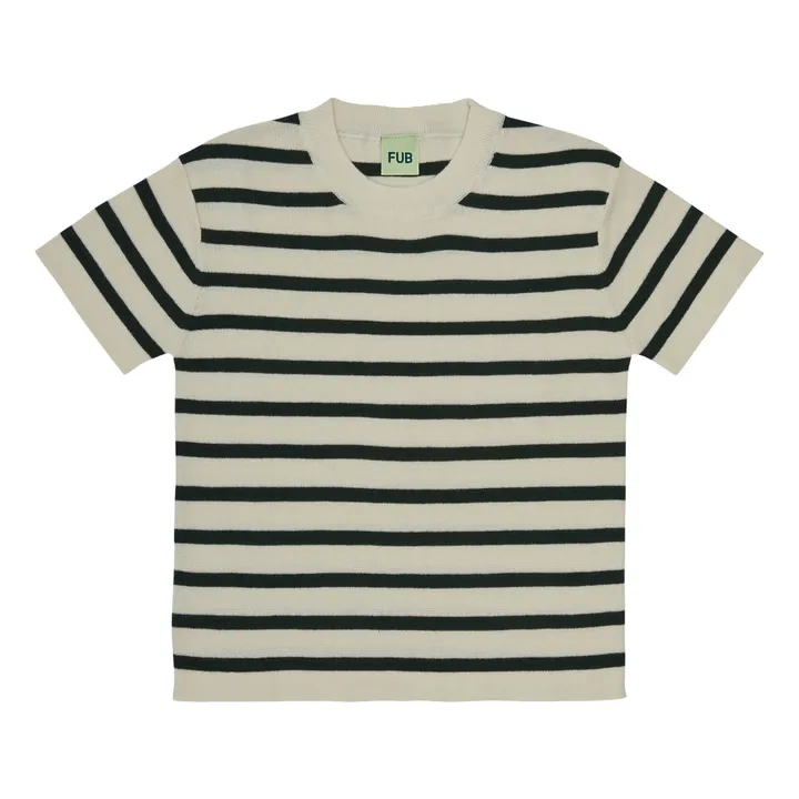 T-shirt Oversize Rayé Coton Bio | Vert foncé- Image produit n°0