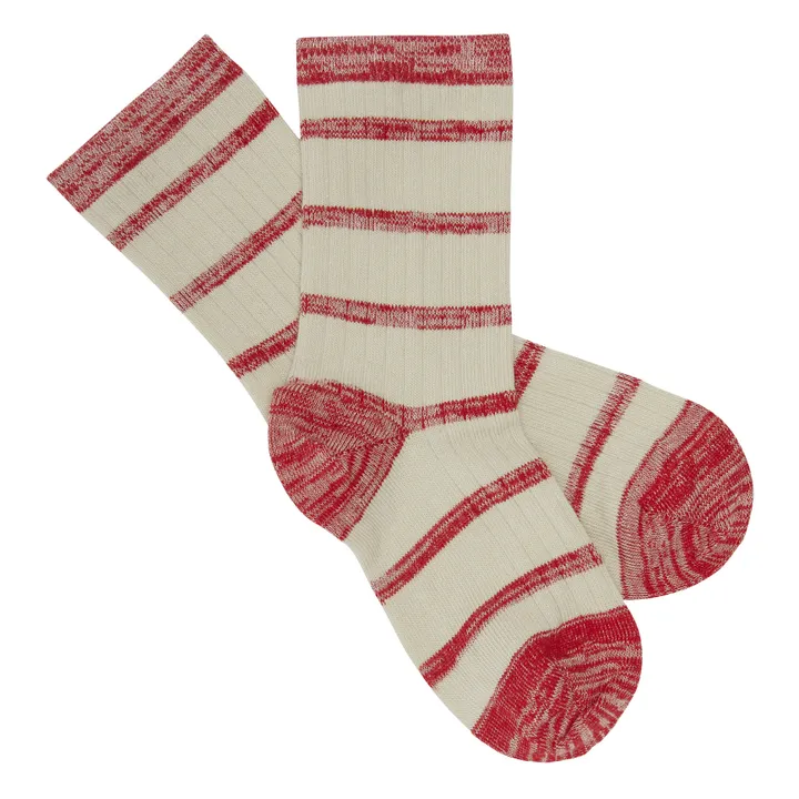Chaussettes Rayées Maille Fine | Rouge- Image produit n°0