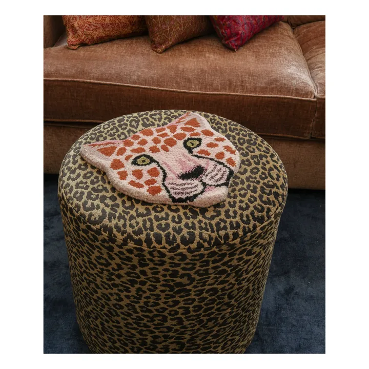 Tapis tête de léopard Pinky en laine | Rose- Image produit n°5