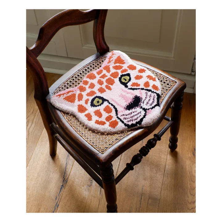 Tapis tête de léopard Pinky en laine | Rose- Image produit n°7