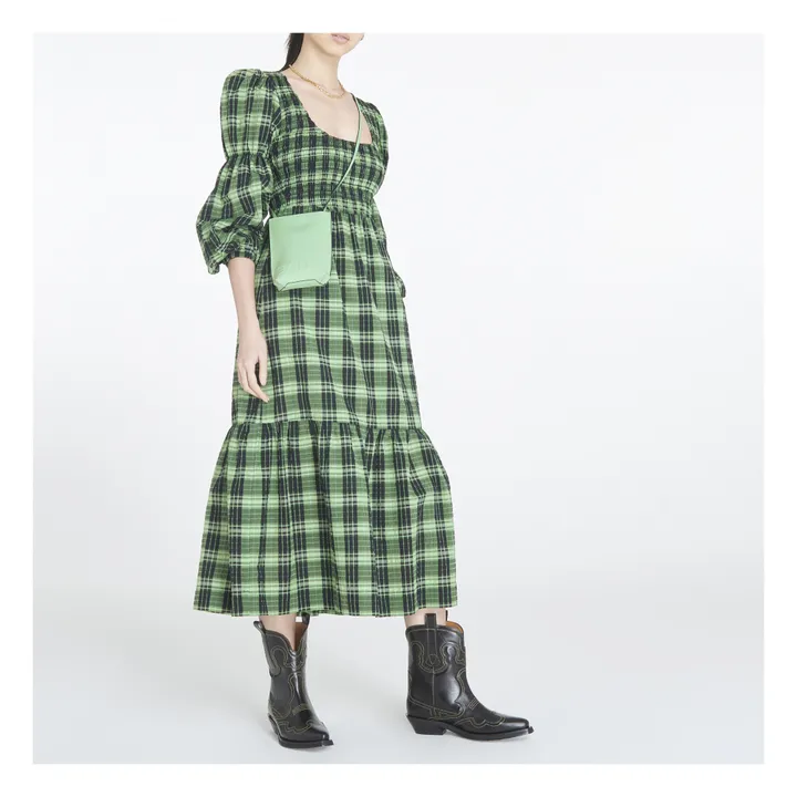 Robe Smock Carreaux Coton Bio | Vert- Image produit n°1