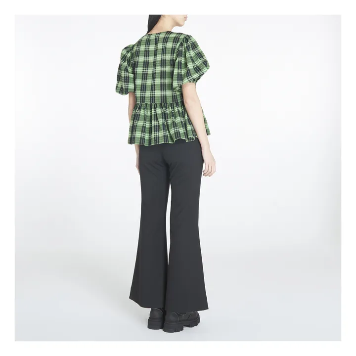 Blouse Wrap Carreaux Coton GBio | Vert- Image produit n°3