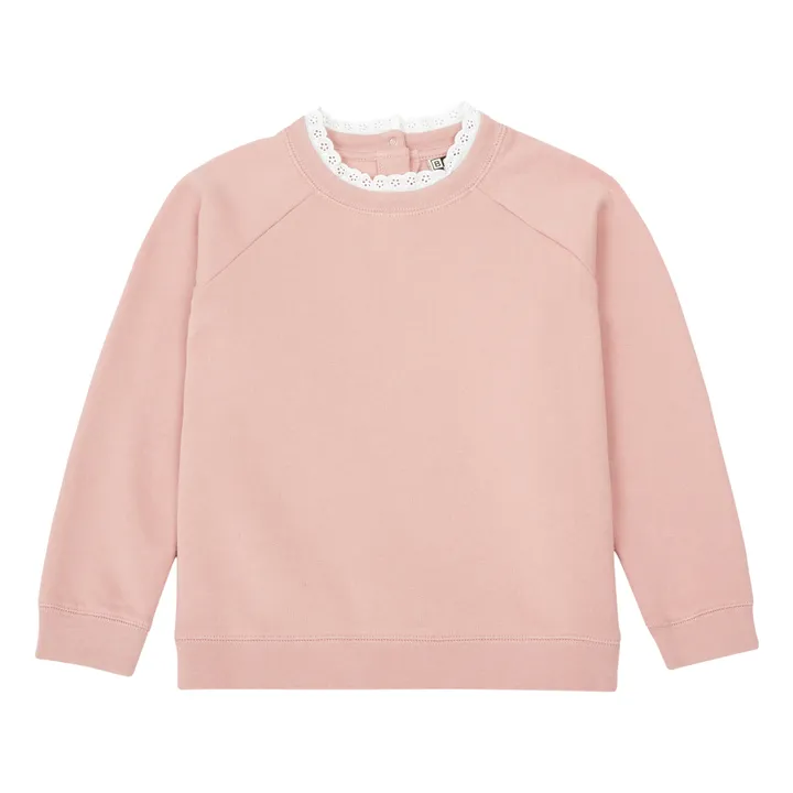 Tilia Organic Cotton Lace Collar Sweatshirt | Pink- Product image n°0