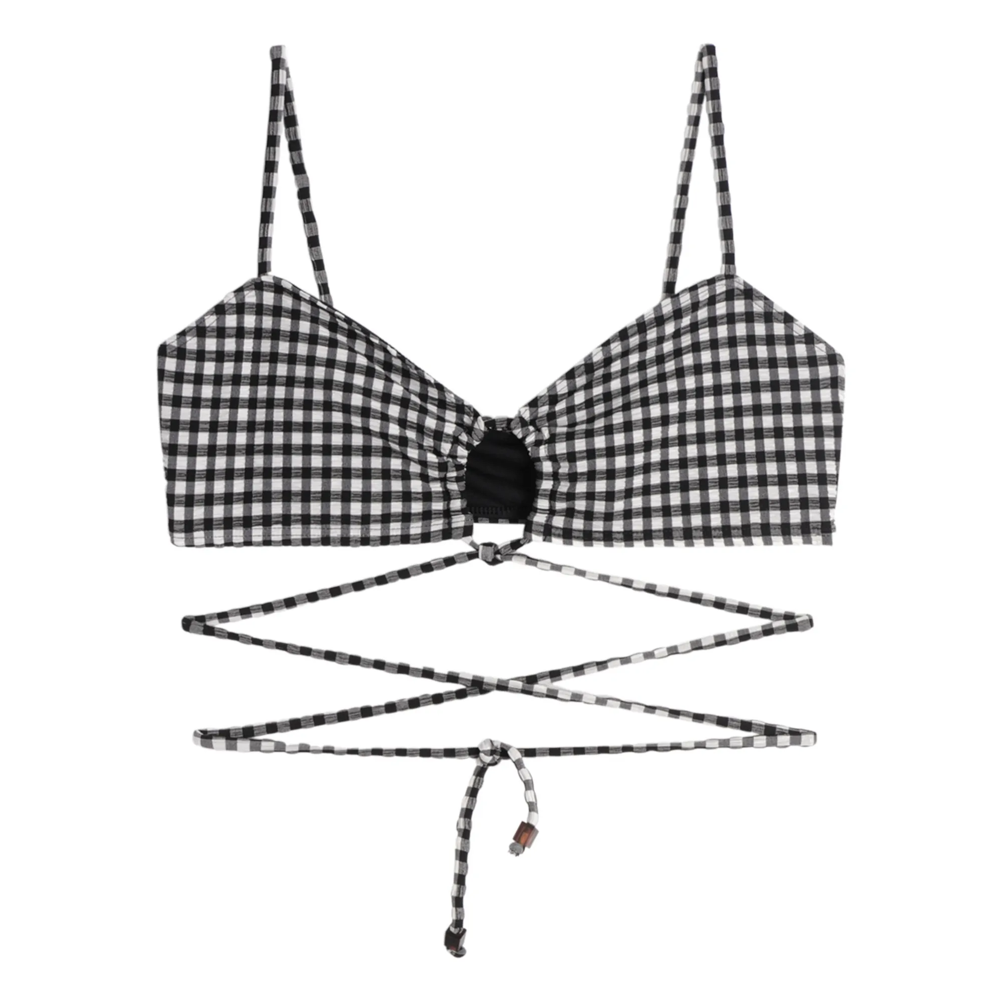 Icone Limoncello Gingham Bikini Top Black Smallable