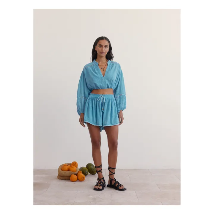 Short Gaze de Coton | Bleu- Image produit n°1