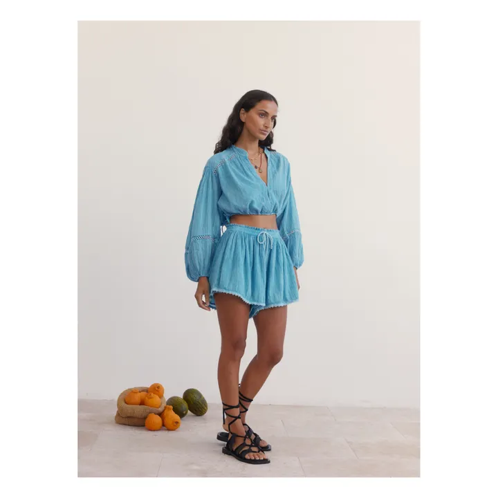 Short Gaze de Coton | Bleu- Image produit n°3