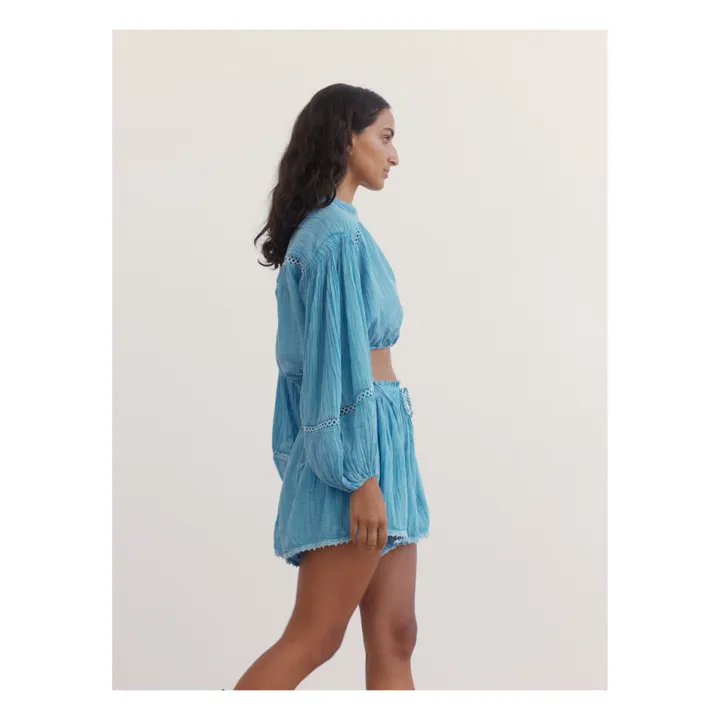 Short Gaze de Coton | Bleu- Image produit n°4