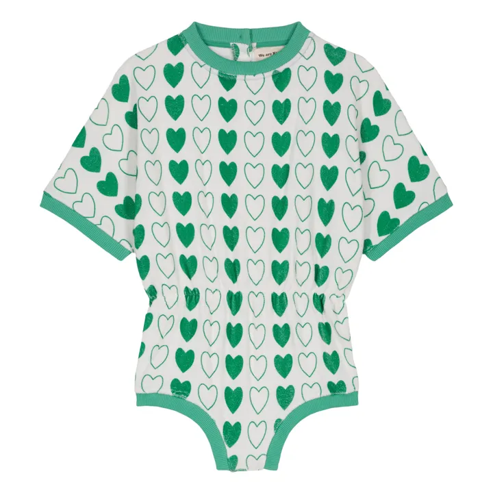 Combishort Romy Coeurs Eponge Coton Bio | Blanc- Image produit n°0