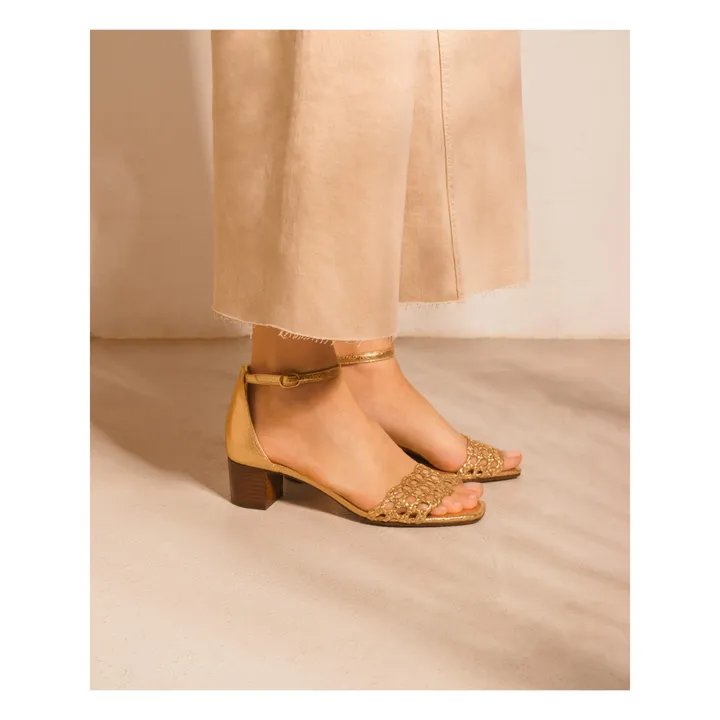 Sandales à talons Cuir N°890 | Doré- Image produit n°3
