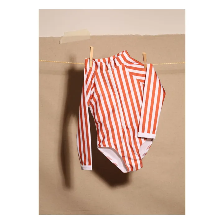 Maillot de Bain Anti-UV Matière Recyclée Rayé | Terracotta- Image produit n°2