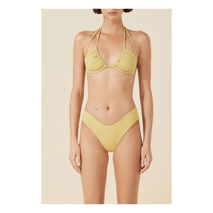 Zulu Zephyr Citrus Ribbed Bikini Top Yellow Smallable