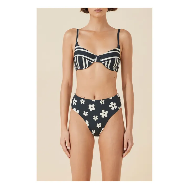 Haut de Maillot Rayé Balconette | Noir- Image produit n°1
