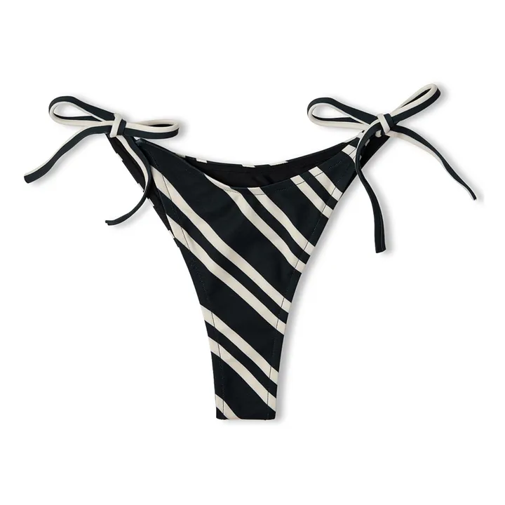 Bas de Maillot Rayé Noué | Noir- Image produit n°0