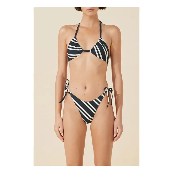 Bas de Maillot Rayé Noué | Noir- Image produit n°1