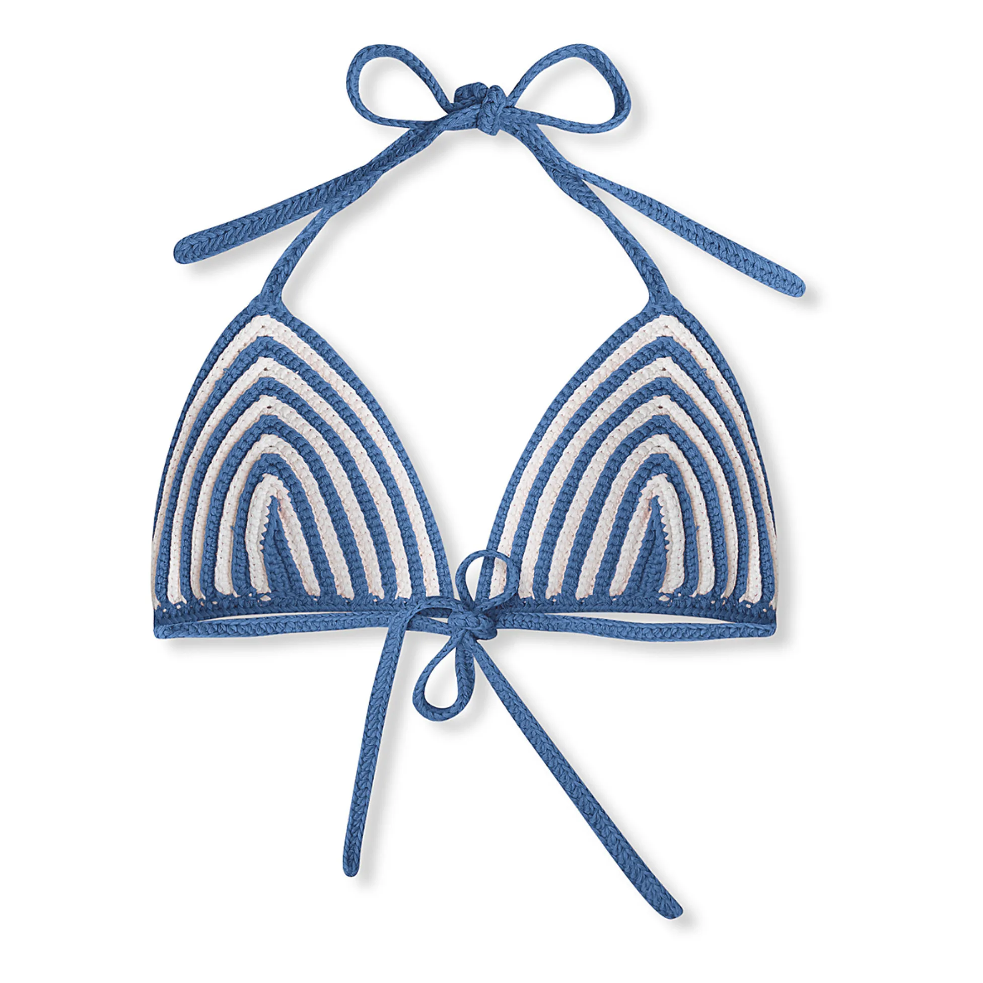 Zulu Zephyr Striped Crochet Bikini Top Blue Smallable