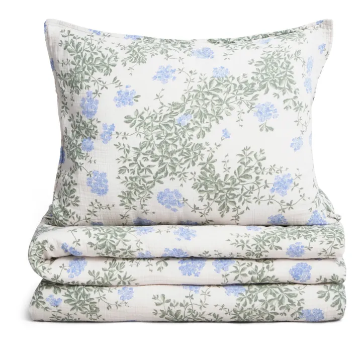 Parure de lit Plumbago en coton bio | Bleu- Image produit n°0