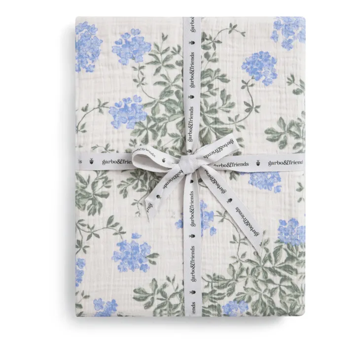 Drap-housse Plumbago en coton bio | Bleu- Image produit n°0