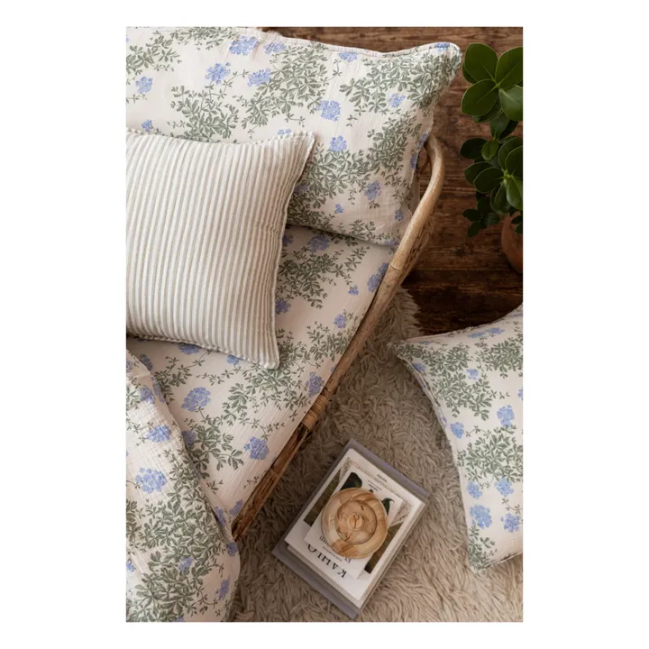 Drap-housse Plumbago en coton bio | Bleu- Image produit n°2