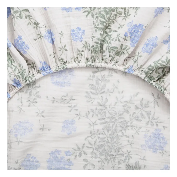 Drap-housse Plumbago en coton bio | Bleu- Image produit n°4