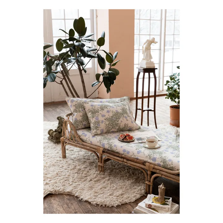 Drap-housse Plumbago en coton bio | Bleu- Image produit n°1