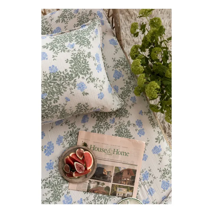 Drap-housse Plumbago en coton bio | Bleu- Image produit n°5