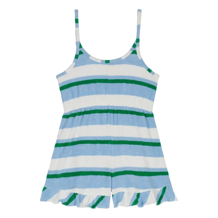 Combishort Jude Rayé Eponge Coton Bio | Bleu ciel- Image produit n°0