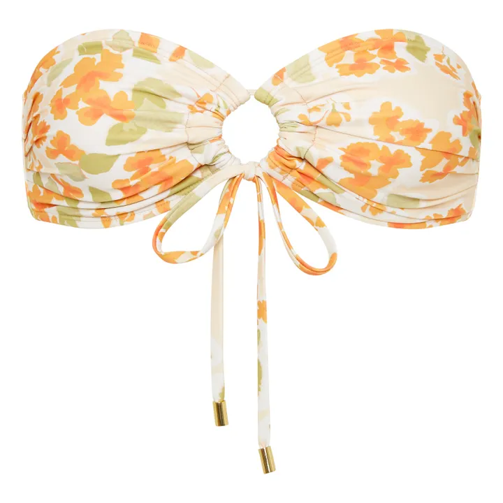 Haut de Maillot Bandeau Fleuri | Ecru- Image produit n°0