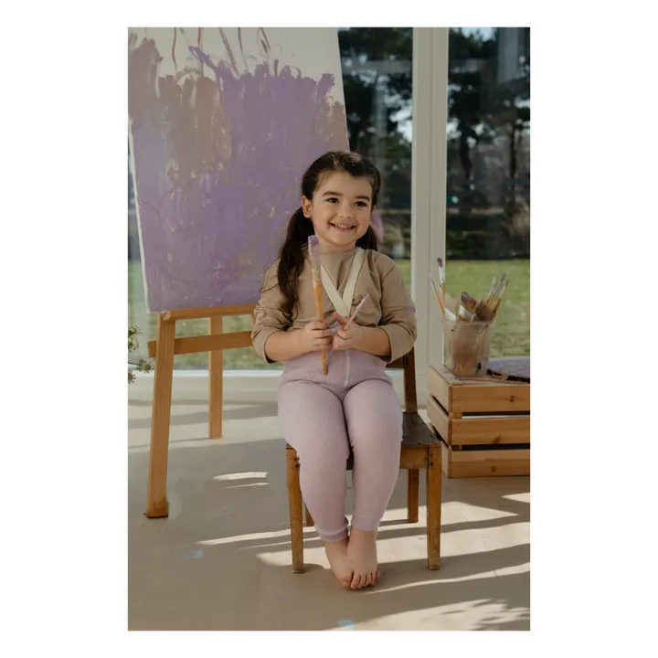 Collants à Bretelles Coton Bio Sans Pieds | Lavande- Image produit n°2