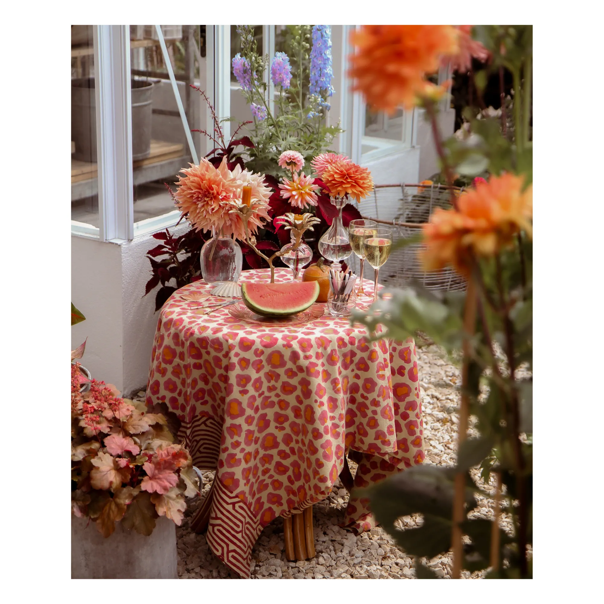 Plaid Léopard rose et totebag en coton | Rose- Image produit n°2