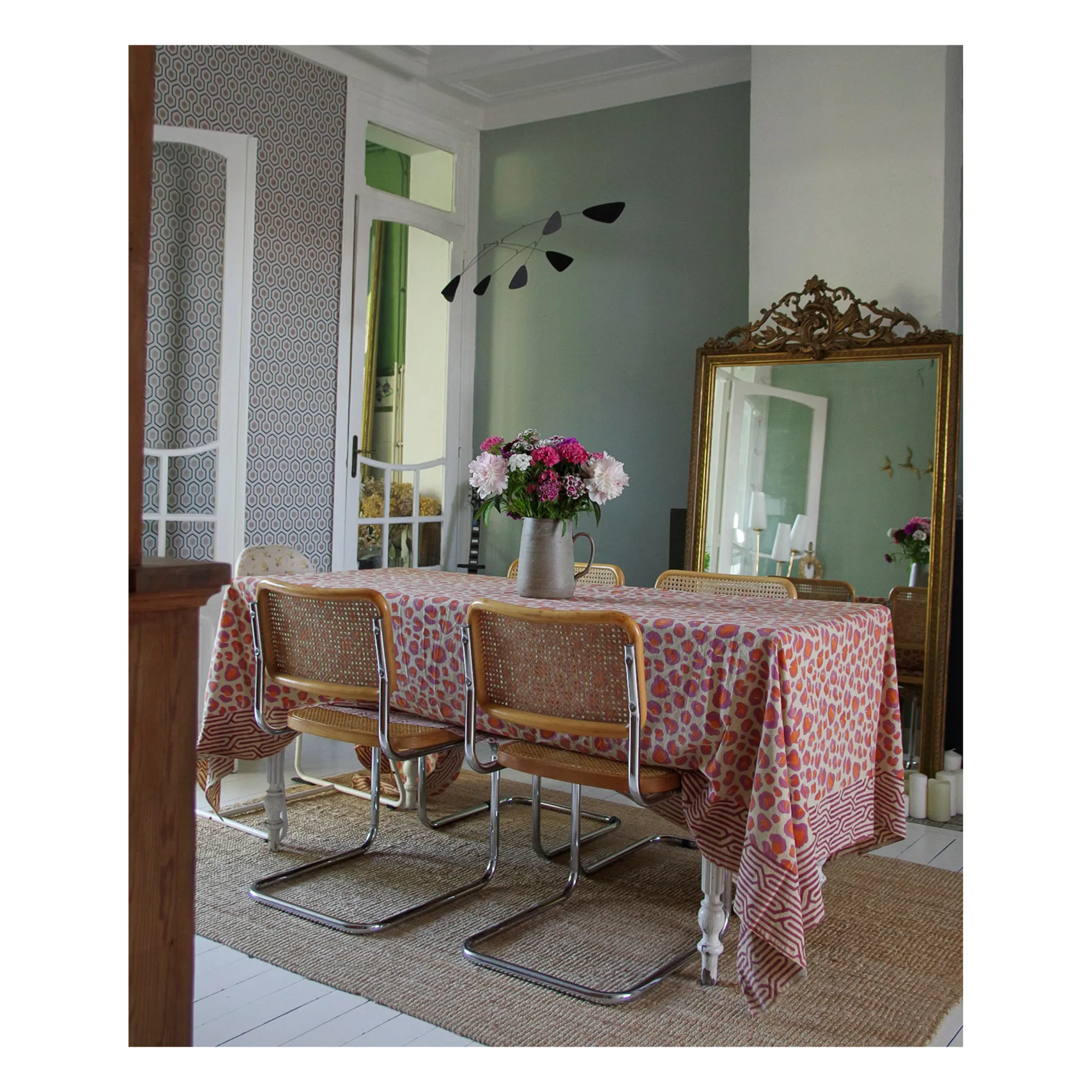 Plaid Léopard rose et totebag en coton | Rose- Image produit n°5