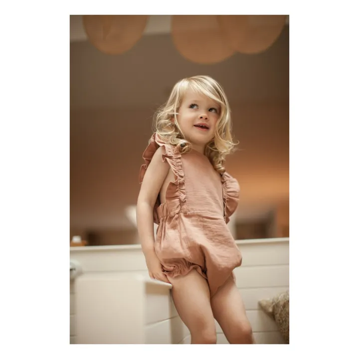 Barboteuse Gaze de Coton Elisa | Vieux Rose- Image produit n°1