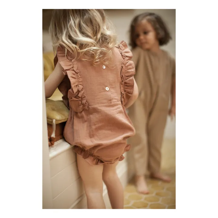 Barboteuse Gaze de Coton Elisa | Vieux Rose- Image produit n°2