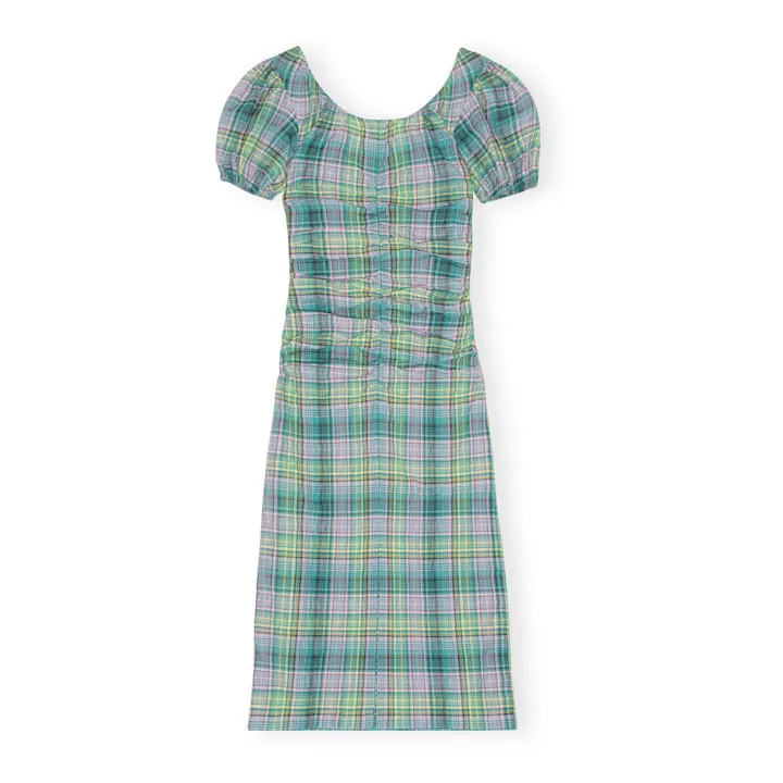 Robe Carreaux Crêpe de Coton Bio | Vert- Image produit n°3