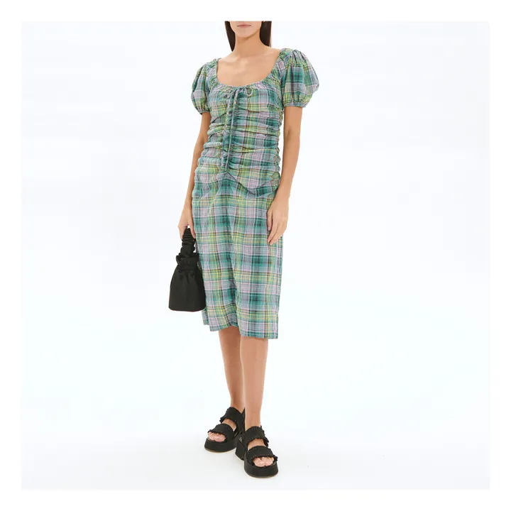 Robe Carreaux Crêpe de Coton Bio | Vert- Image produit n°1