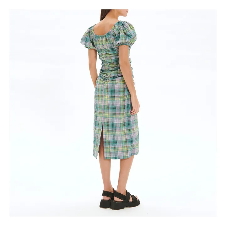 Robe Carreaux Crêpe de Coton Bio | Vert- Image produit n°2